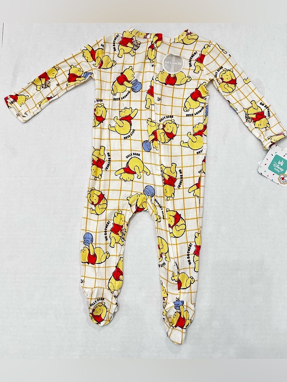 Disney Baby Winnie the Pooh "Silly Bear" Viscose 2-Way Zip Footed Pajamas